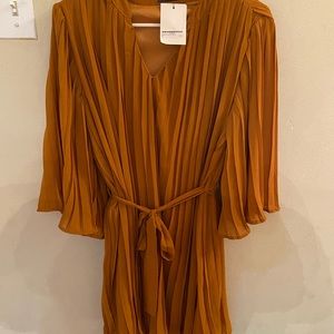 Pleated Mustard Dress